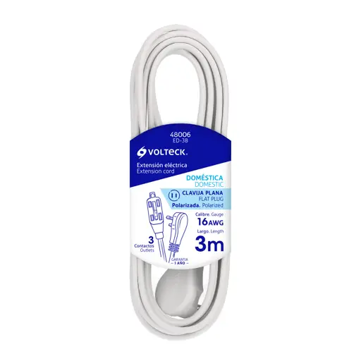 EXTENSION ELECTRICA 3M BLANCA VOLTECK