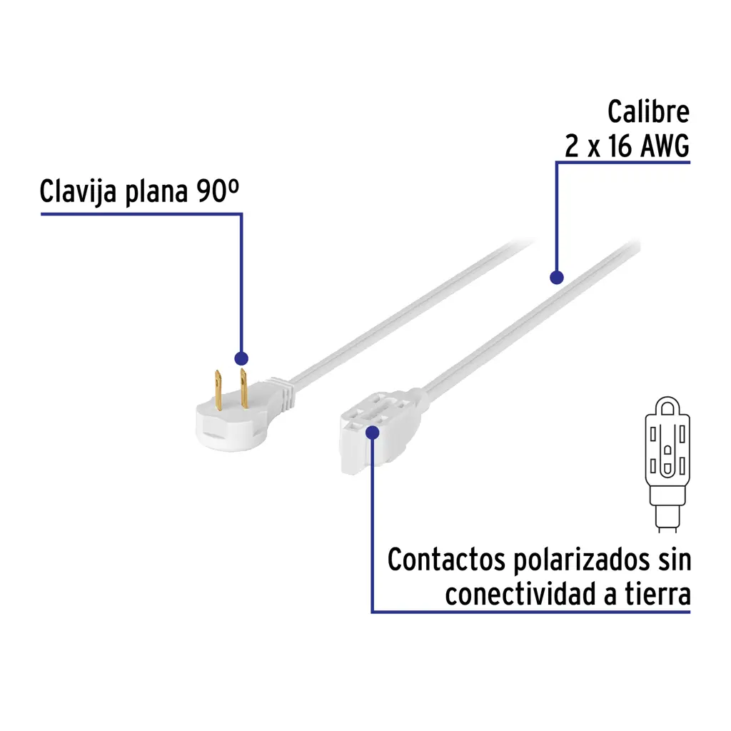 EXTENSION ELECTRICA 3M BLANCA VOLTECK — vista 2
