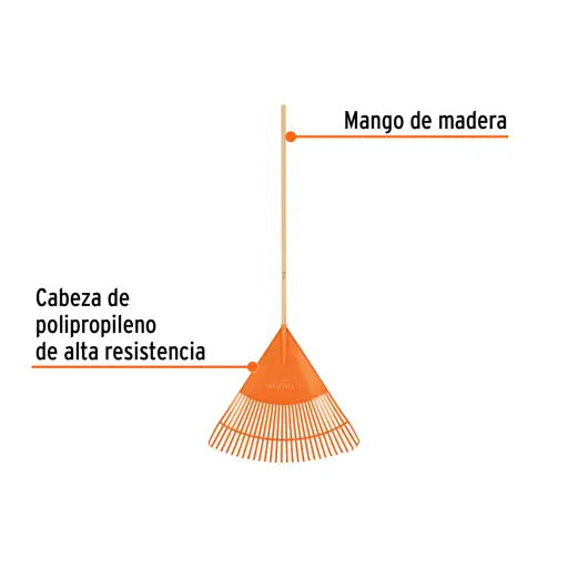 RASTRILLO PLASTICO 30 DIENTES CON CABO TRUPER