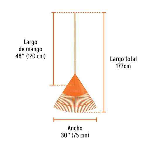 RASTRILLO PLASTICO 30 DIENTES CON CABO TRUPER