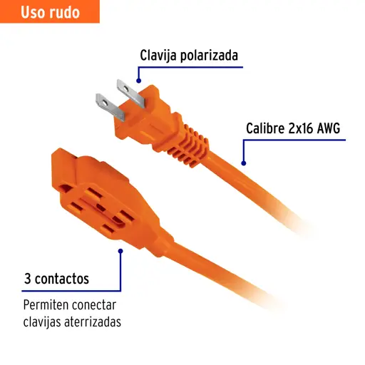 EXTENSION ELECTRICA USO RUDO 15M VOLTECK