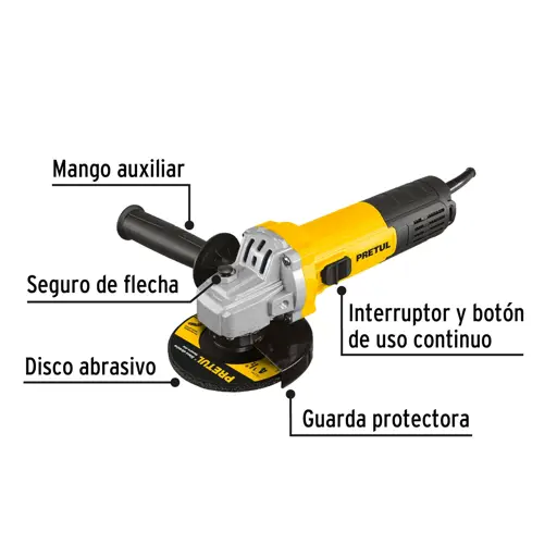 ESMERILADORA ANGULAR 4 1/2 550W PRETUL