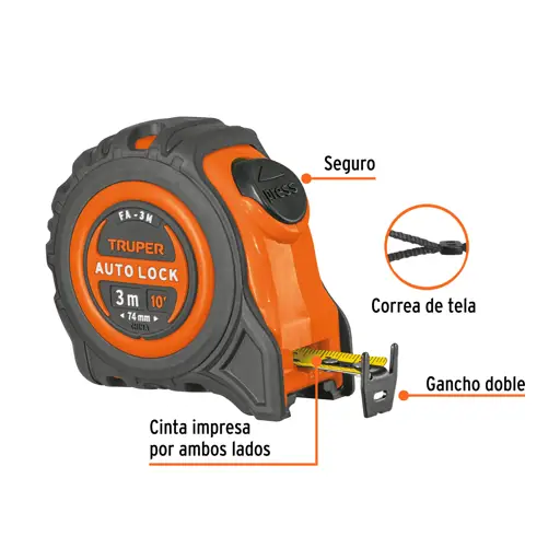 CINTA METRICA 3M AUTOLOCK CONTRA IMPACTO TRUPER