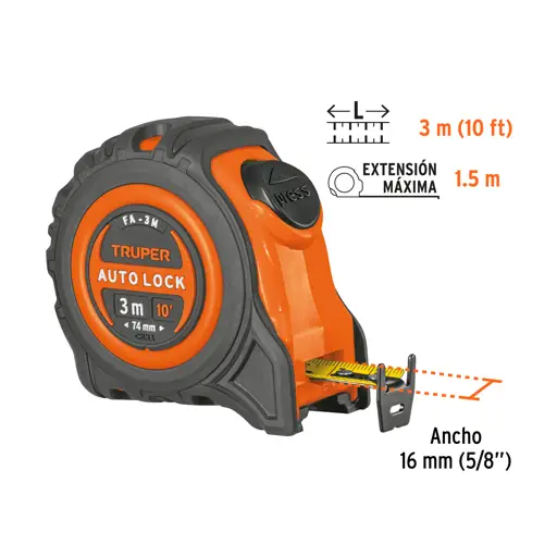 CINTA METRICA 3M AUTOLOCK CONTRA IMPACTO TRUPER