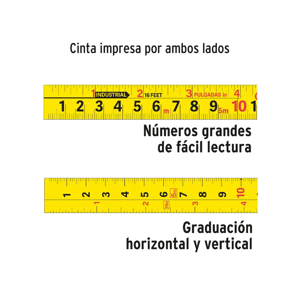 Cinta métrica Truper Autolock de 3 metros con carcasa amarilla y negra, ideal para medir distancias en construcción y trabajos manuales. 4