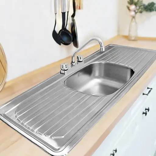 FREGADERO ACERO INOXIDABLE DOBLE ESCURRIDOR 1.5M