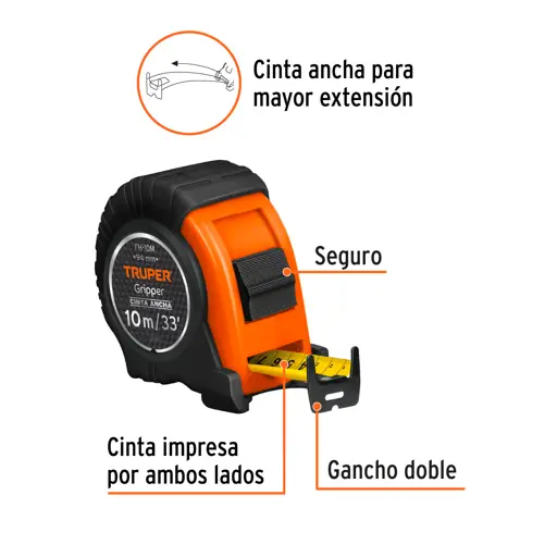 CINTA METRICA 10M CONTRA IMPACTO TRUPER