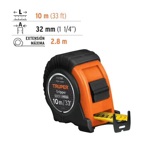 CINTA METRICA 10M CONTRA IMPACTO TRUPER