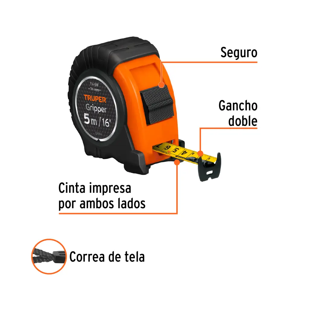 CINTA METRICA 5M CONTRA IMPACTO TRUPER — vista 5