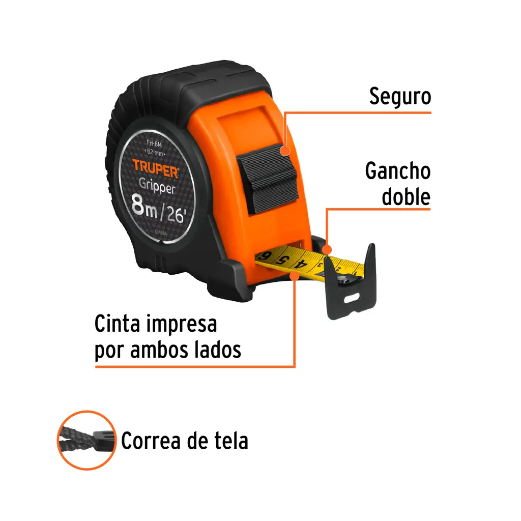 CINTA METRICA 8M CONTRA IMPACTO TRUPER — vista 7