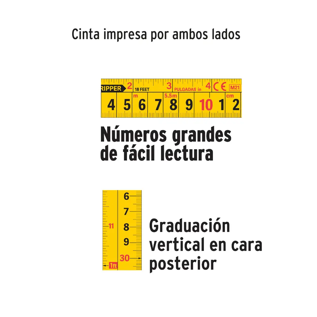 Cinta métrica Truper Expert de 8 metros con carcasa resistente a impactos y gancho magnético doble. 4