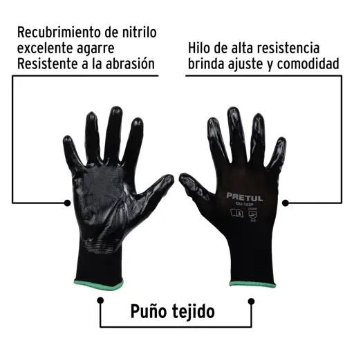 GUANTE NYLON CON NITRILO PRETUL