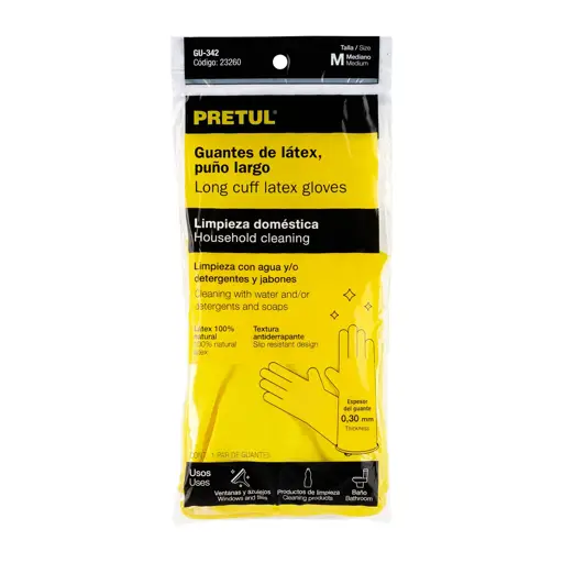 GUANTE LATEX PARA LIMPIEZA MEDIANO PRETUL