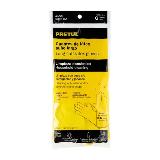 GUANTE LATEX PARA LIMPIEZA GRANDE PRETUL