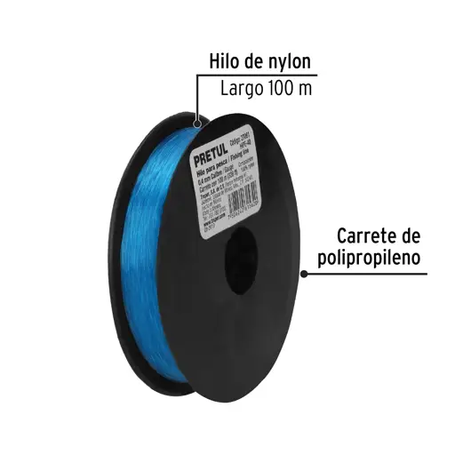 CUERDA PARA PESCA 100M 0.40MM AZUL PRETUL