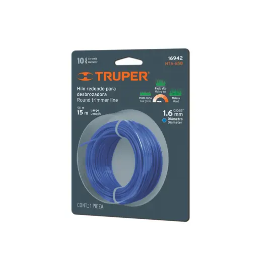 CUERDA PARA CORTAR ZACATE AZUL 15MX1.6MM TRUPER