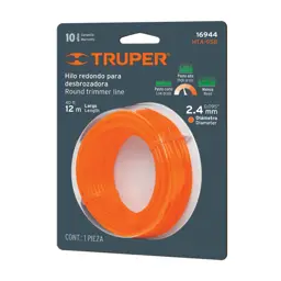 CUERDA PARA CORTAR ZACATE NARANJA 12MX2.4MM TRUPER