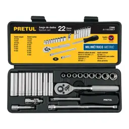 JUEGO DE CUBOS 1/4 PULGADAS 22 PIEZAS PRETUL