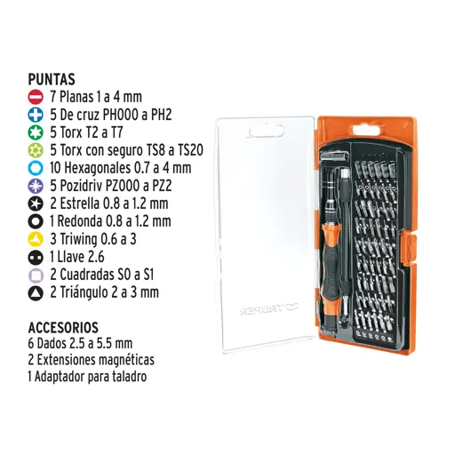 DESTORNILLADOR PRECISION 57 PIEZAS TRUPER