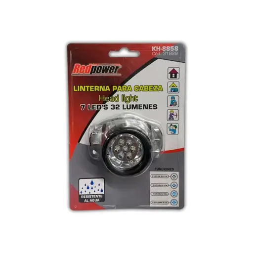 LINTERNA BATERIA AAA 7LED PARA CABEZA REDPOWER