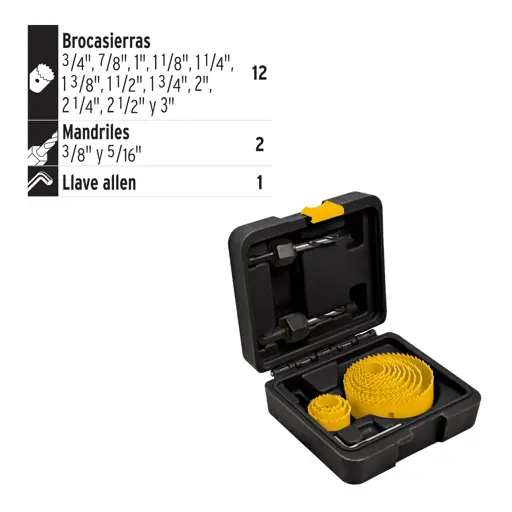 JUEGO DE BROCA SIERRA 15 PIEZAS PRETUL