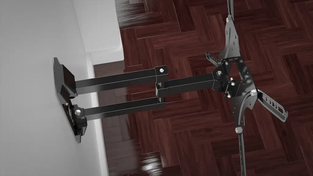 Soporte de brazo articulado de acero negro para televisores de 32 a 60 pulgadas Klip Xtreme instalado en pared 2