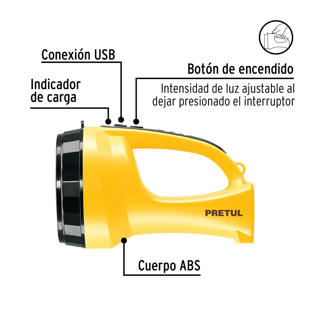 LINTERNA RECARGABLE 5 LED PRETUL — vista 7