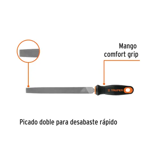 LIMA PLANA BASTARDA 8" CON MANGO TRUPER