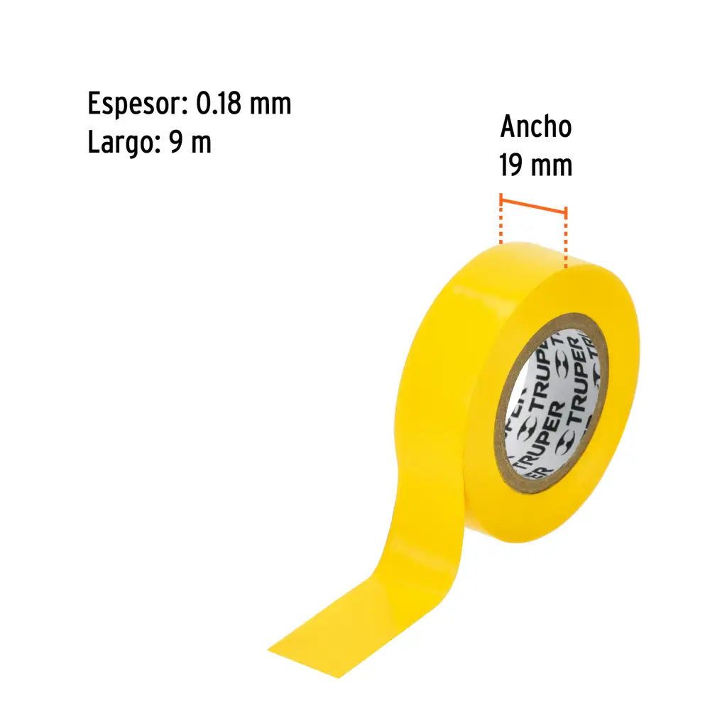 TAPE ELÉCTRICO AMARILLO 19MM X 9M TRUPER — vista 3