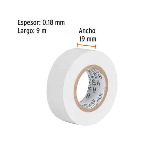 TAPE ELÉCTRICO BLANCO 19MM X 9M TRUPER
