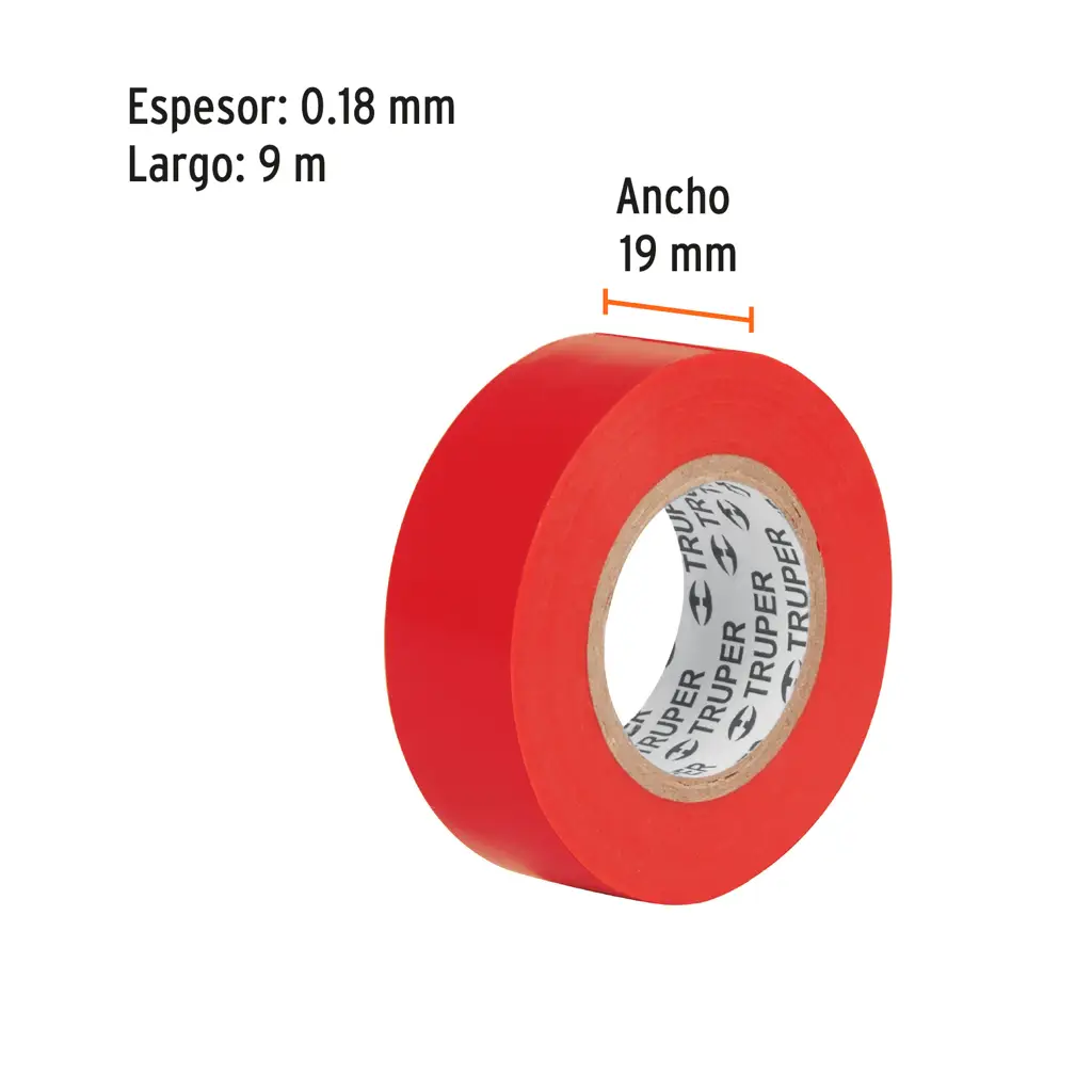 TAPE ELÉCTRICO ROJO 19MM X 9M TRUPER — vista 3