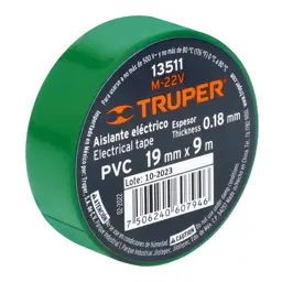 TAPE ELECTRICO VERDE 3/4X9M TRUPER