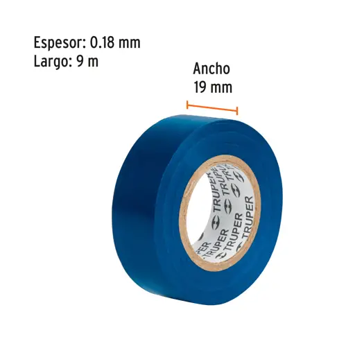 TAPE ELÉCTRICO AZUL 19MM X 9M TRUPER