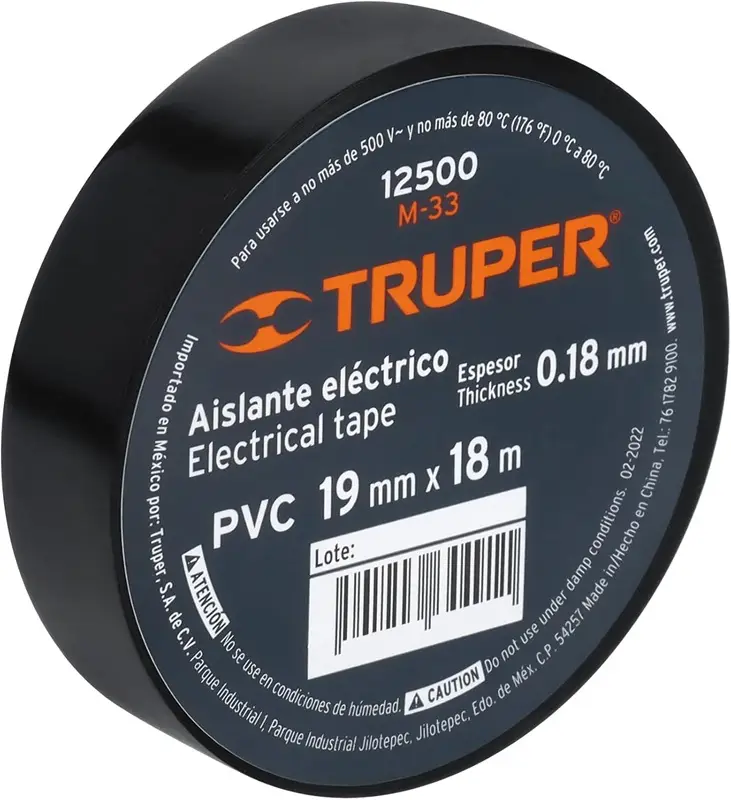 TAPE ELECTRICO NEGRO 3/4X18M TRUPER