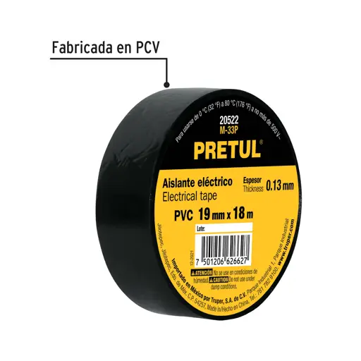 TAPE ELECTRICO NEGRO 3/4X18M PRETUL