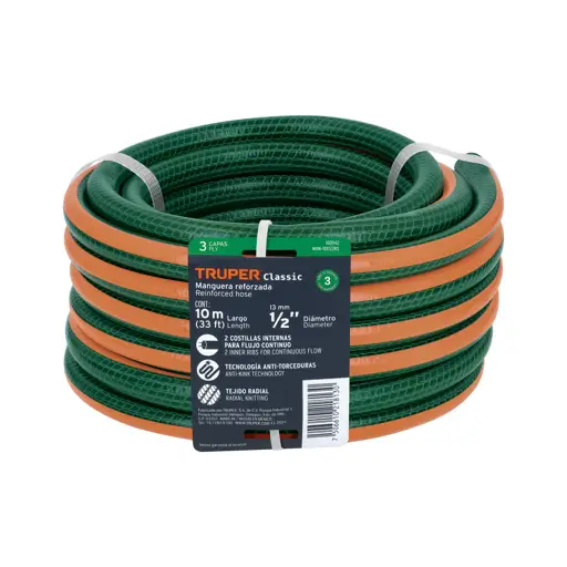 MANGUERA REFORZADA 3 CAPAS 10M X 1/2" TRUPER