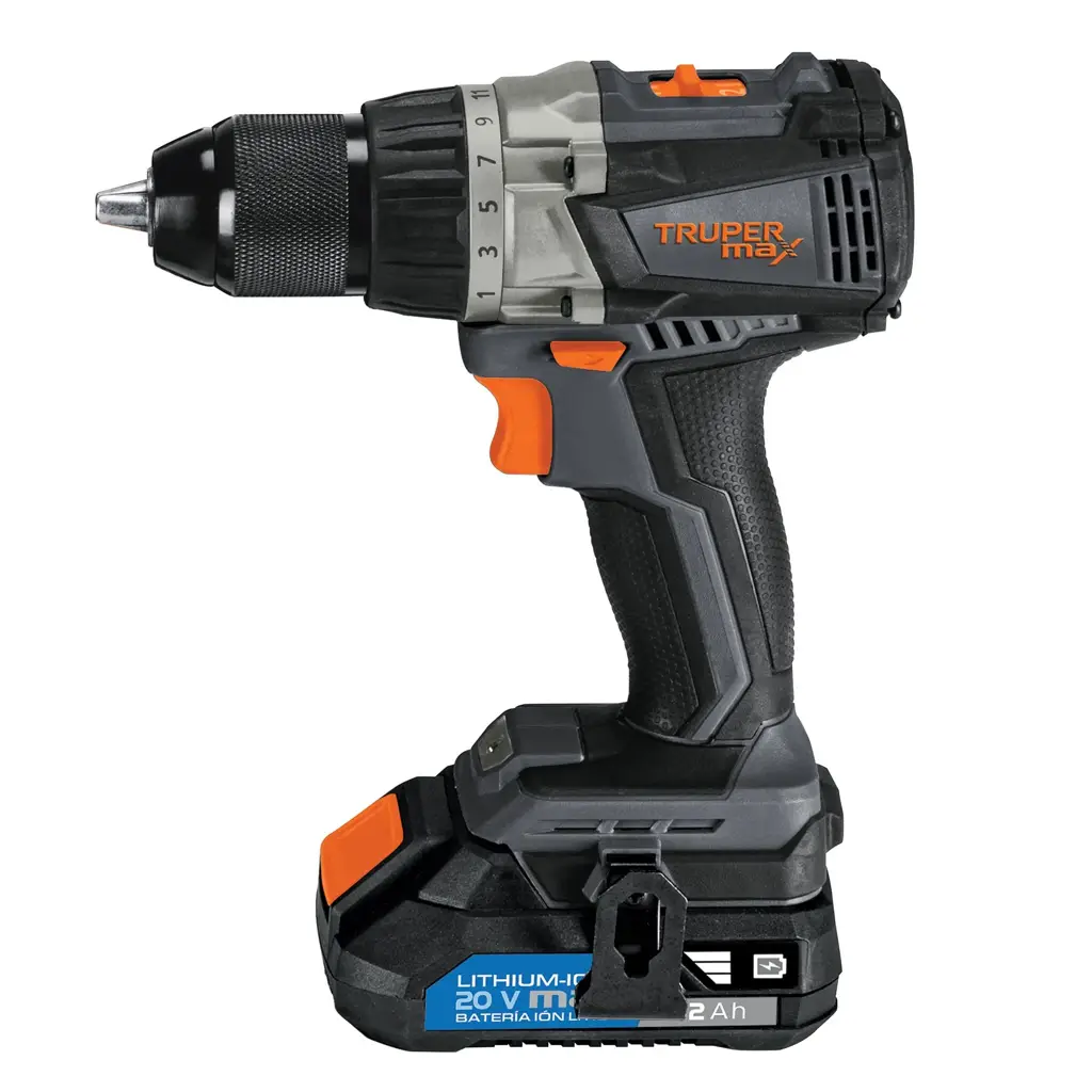 Taladro inalámbrico Truper MAX de 20V con broquero de media pulgada y motor sin carbones 1