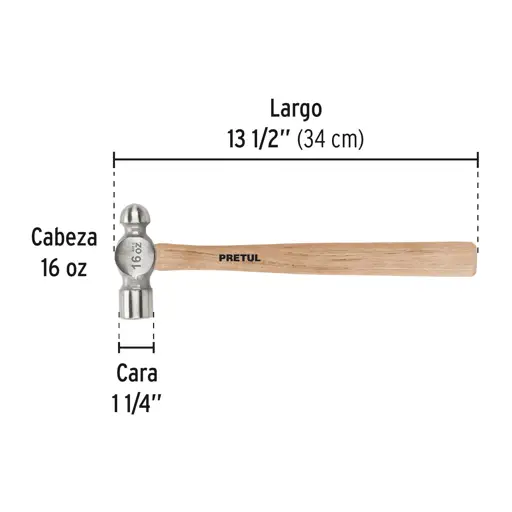 MARTILLO DE BOLA 16ONZ PRETUL