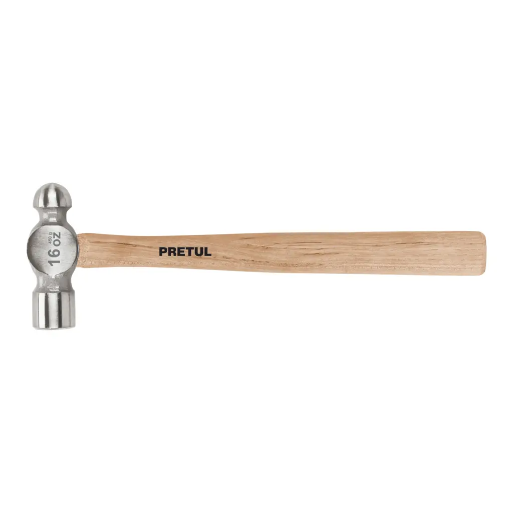 Martillo de bola Pretul de 16 onzas con mango de madera resistente y cabeza de acero templado 1