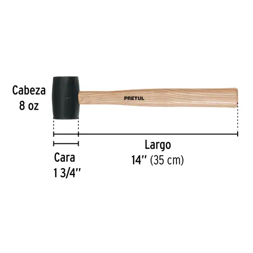 MAZO DE HULE 8OZ PRETUL