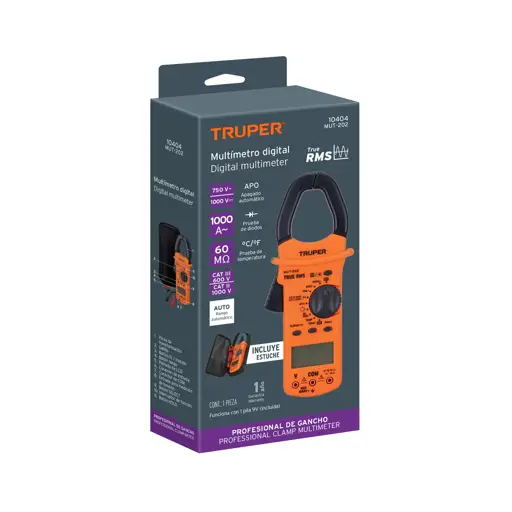 TESTER MULTIMETRO DIGITAL CON GANCHO INDUSTRIAL TRUPER
