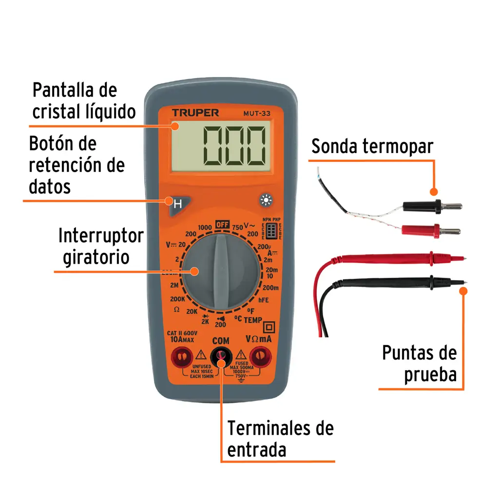 TESTER MULTIMETRO DIGITAL JUNIOR TRUPER — vista 4