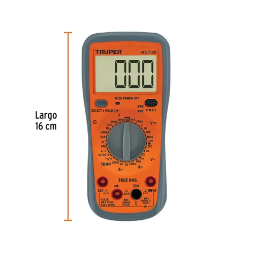 TESTER MULTIMETRO DIGITAL PROFESIONAL CON RMS VERDADERO TRUPER