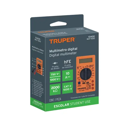 TESTER MULTIMETRO DIGITAL USO ESCOLAR TRUPER