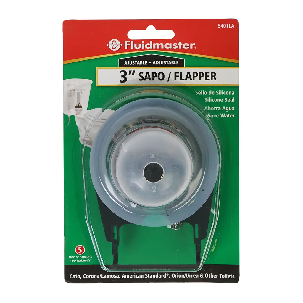 Sapo de inodoro de 3 pulgadas Fluidmaster con cadena de acero inoxidable y sello de silicona 4