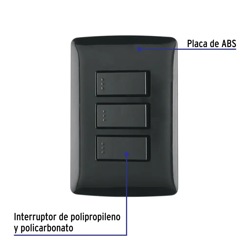 APAGADOR TRIPLE SENCILLO NEGRO ITALIAN VOLTECK — vista 4