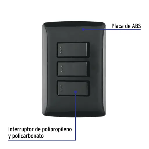 APAGADOR TRIPLE SENCILLO NEGRO ITALIAN VOLTECK
