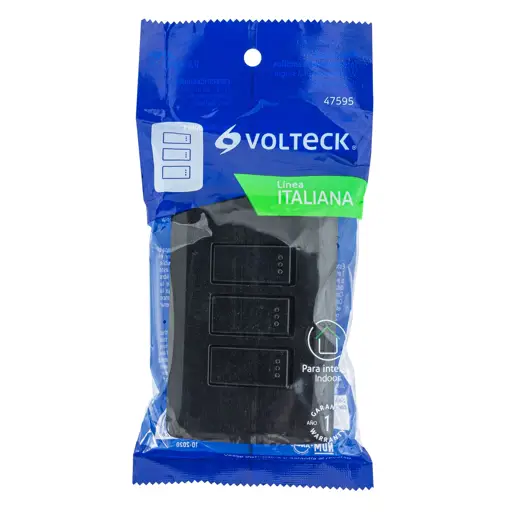 APAGADOR TRIPLE SENCILLO NEGRO ITALIAN VOLTECK