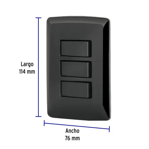 APAGADOR TRIPLE SENCILLO NEGRO ITALIAN VOLTECK