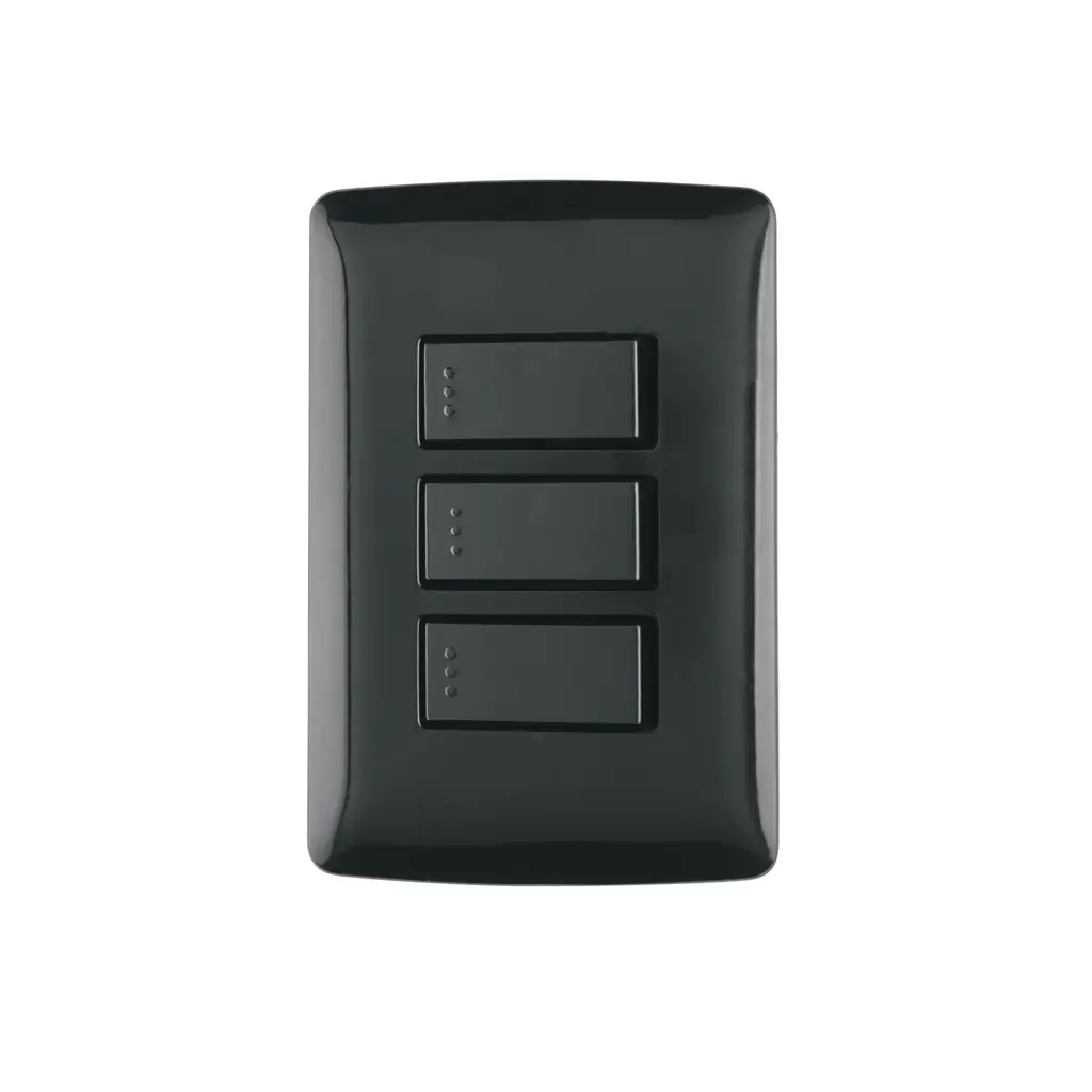 APAGADOR TRIPLE SENCILLO NEGRO ITALIAN VOLTECK